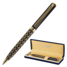 Ручка подарочная шариковая GALANT Klondike, корпус черный с золотистым, золотистые детали, пишущий узел 0,7 мм, синяя, 141357