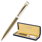 Ручка подарочная шариковая GALANT Mont Pelerin, корпус золотистый с белым, золотистые детали, пишущий узел 0,7 мм, синяя, 141661