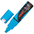 Маркер меловой UNI Chalk, 8 мм, СИНИЙ, влагостираемый, для гладких поверхностей, PWE-8K L.BLUE