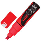 Маркер меловой UNI Chalk, 8 мм, КРАСНЫЙ, влагостираемый, для гладких поверхностей, PWE-8K RED