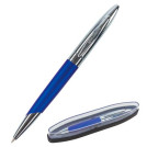 Ручка подарочная шариковая BRAUBERG Echo, СИНЯЯ, корпус серебристый с синим, линия письма 0,5 мм, 143460
