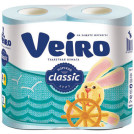 Бумага туалетная Veiro Classic 2-слойная, 4шт., ароматизир., тиснение, голубая