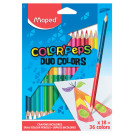 Карандаши двусторонние MAPED (Франция) Color Peps Duo, 18 штук, 36 цветов, трехгранные, 829601