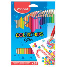 Карандаши цветные MAPED (Франция) Color Peps Star, 36 цветов, трехгранные, заточенные, европодвес, 832017