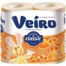Бумага туалетная Veiro Classic 2-слойная, 4шт., ароматизир., тиснение, желтая