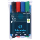 Набор маркеров для белых досок и флипчартов Schneider Maxx 290 4цв., пулевидный, 3мм, прозр. чехол