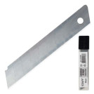 Лезвия для ножей 18 мм КОМПЛЕКТ 10 ШТ., толщина лезвия 0,38 мм, в пластиковом пенале, STAFF Basic, 235466