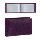 Визитница карманная BEFLER Гипюр на 40 визиток, натуральная кожа, тиснение, фиолетовая, V.43.-1