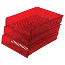 Лотки горизонтальные для бумаг, КОМПЛЕКТ 3 шт., 340х270х70 мм, тонированный красный, BRAUBERG Office, 237260