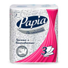 Полотенца бумажные в рулонах Papia, 3-слойные, тиснение, белые, 1/2 листа, 2шт.