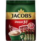 Кофе растворимый Jacobs Крепкий, 3 в 1, порошкообразный, порционный, 50 пакетиков*12г, пакет