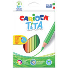 Карандаши цветные пластиковые Carioca Tita, 18цв., заточен., картон, европодвес