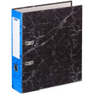 Папка-регистратор OfficeSpace 70мм, мрамор, черная, синий корешок, нижний метал. кант