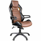 Кресло игровое Helmi HL-S03 Drift, экокожа черная/коричневая, вставка ткань оранжевая