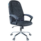Кресло руководителя Helmi HL-E89 Blocks LUX, ткань SY черно-cерая, мягкий подлокотник, хром