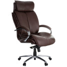 Кресло руководителя Helmi HL-ES03 Invincible повышенной прочности, кожа коричневая., мультибл, хром,до 250кг