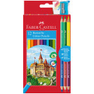 Карандаши цветные Faber-Castell Замок, 12цв., шестигр., заточ.+6цв.+точилка, картон, европодвес