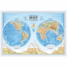 Карта Мир. Полушария физическая Globen, 1:37млн., 1010*690мм, с ламинацией, европодвес