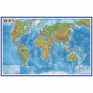 Карта Мир физическая Globen, 1:29млн., 1010*660мм, интерактивная, европодвес