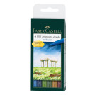 Набор капиллярных ручек Faber-Castell Pitt Artist Pen Brush Landscape 6цв., 6шт., пластик. уп., европодвес