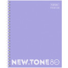 Тетрадь 80л., А5, клетка на гребне Hatber NEWtone Neon. Лаванда, пластиковая обложка, перфорация, 80г/м2
