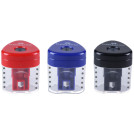 Точилка пластиковая со шторкой Faber-Castell Grip Auto Mini, 1 отверстия, контейнер, красный/синий/черный