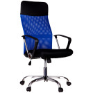 Кресло руководителя Helmi HL-E16 Content, ткань/сетка/экокожа черная/синяя, хром