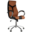 Кресло руководителя Helmi HL-E01 Inari, экокожа черная/коричневая, хром