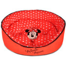 Лежанка Minnie-1  46x36x17см  круглая с бортом с двусторонней подушкой красная/горох