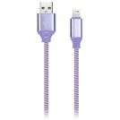 Кабель Smartbuy iK-512NS, USB(AM) - Lightning(M), для Apple, в оплетке, 2A output, 1м, фиолетовый
