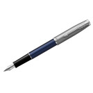 Ручка перьевая Parker Sonnet Sand Blasted Metal&amp;Blue Lacquer черная, 0,8мм, подарочная упаковка