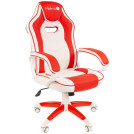 Кресло игровое Helmi HL-S15 Skyline, экокожа,  белая/красная, механизм качания