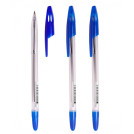Ручка шариковая Стамм 555 синяя, 0,7мм, прозрачный корпус