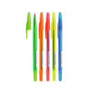 Ручка шариковая Стамм 511 Neon синяя, 1,0мм, прозрачный корпус, ассорти