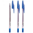 Ручка шариковая Стамм 333 синяя, 0,7мм, прозрачный корпус