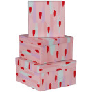 Набор квадратных коробок 3в1, MESHU Stylish pink, (19,5*19,5*11-15,5*15,5*9см)