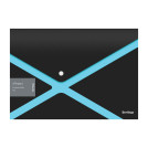 Папка-конверт на кнопке Berlingo xProject, черная/голубая, 300мкм