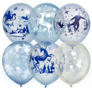 Воздушные шары,   25шт., М12/30см, ПатиБум Кристалл Bubble. Зимняя сказка, ассорти, европодвес