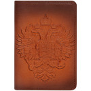Обложка для паспорта Кожевенная мануфактура Орел Российской Империи, светло-коричневый, в деревянной упаковке