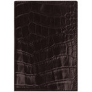 Обложка для паспорта Кожевенная мануфактура с кож. карманом, темно-коричневый крокодил, нат. кожа