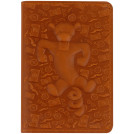 Обложка для паспорта Кожевенная мануфактура, нат. кожа, Тигр 3, коричневый
