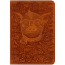 Обложка для паспорта Кожевенная мануфактура, нат. кожа, Свин, коричневый
