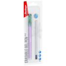 Ручка гелевая стираемая Berlingo Haze синяя, +2 сменных стержня, 0,5мм, прорезин. корпус, фиолетовый корпус