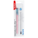 Ручка гелевая стираемая Berlingo Haze синяя, +2 сменных стержня, 0,5мм, прорезин. корпус, розовый корпус