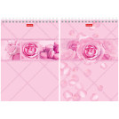 Блокнот А5 96л., на гребне Hatber Rose, розовый блок, глянц. ламинация