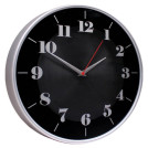 Часы настенные TROYKA 77777740, круг, черные, серебристая рамка, 30,5х30,5х5 см