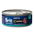Брит Premium by Nature консервы с мясом ягнёнка для кошек с чувствительным пищеварением, 100г, 5051298