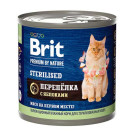 Брит Premium by Nature консервы с мясом перепёлки и яблоками для стерилизованных кошек 200г, 5051335