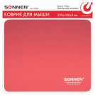 Коврик для мыши SONNEN RED, резина + ткань, 220х180х3 мм, 513306