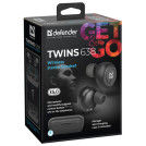 Наушники с микрофоном (гарнитура) DEFENDER TWINS 638, Bluetooth, беспроводные, черные, 63638